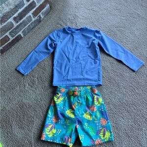 Rugged Butts Lavender Swim Shirt and Leaf Swim Shorts